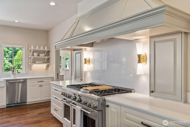 303 39th Ave NE, Olympia, WA 98506 - kitchen featuring stainless steel appliances, plenty of natural light, white cabinetry, light countertops, and recessed lighting