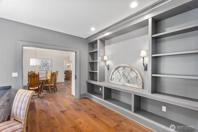 303 39th Ave NE, Olympia, WA 98506 - living area with wood finished floors, built in features, and recessed lighting