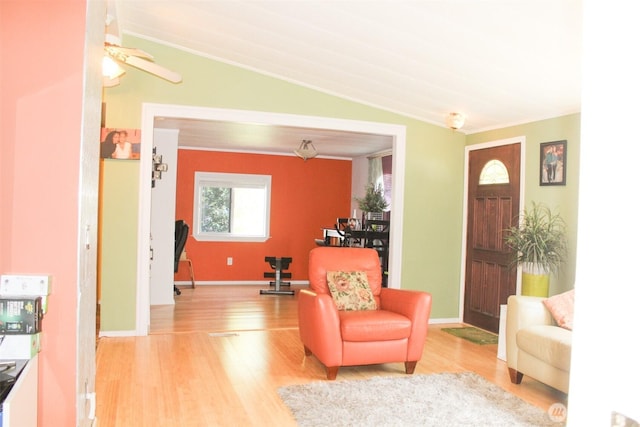 5705 Littlerock Rd SW Unit 41, Tumwater, WA 98512 - living room with light wood-style flooring, crown molding, and lofted ceiling