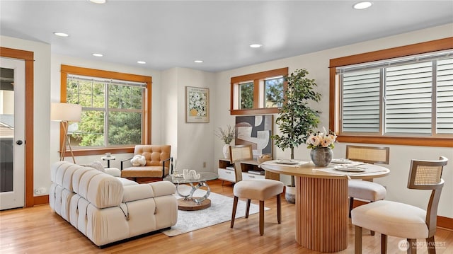 743 94th St N Unit B, Seattle, WA 98103 - living room featuring light wood finished floors and recessed lighting