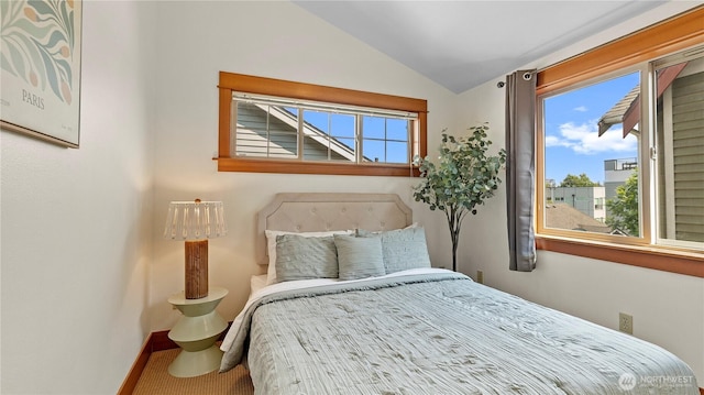 743 94th St N Unit B, Seattle, WA 98103 - bedroom featuring vaulted ceiling and carpet floors