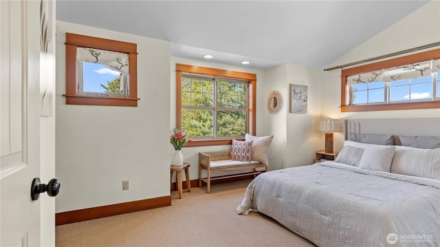 743 94th St N Unit B, Seattle, WA 98103 - bedroom featuring carpet, recessed lighting, and vaulted ceiling