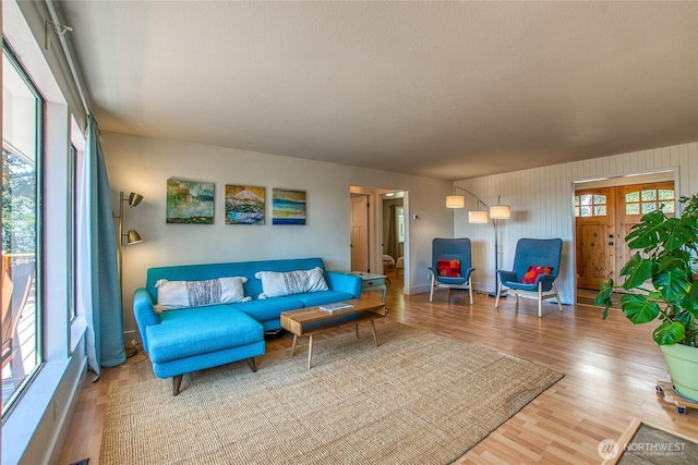 339 Highlands Dr, Orcas Island, WA 98245 - living area with wood finished floors and french doors