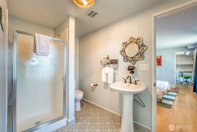 339 Highlands Dr, Orcas Island, WA 98245 - full bath featuring a shower stall and wood finished floors