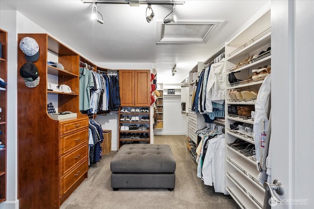 3811 N Dale St, Tacoma, WA 98407 - walk in closet featuring attic access and carpet floors