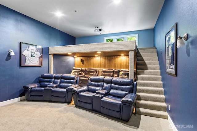 3811 N Dale St, Tacoma, WA 98407 - carpeted home theater room with baseboards and a dry bar