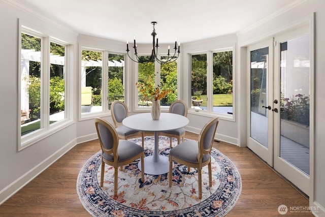 8234 NE 8th St, Medina, WA 98039 - sunroom / solarium with french doors, a chandelier, and plenty of natural light