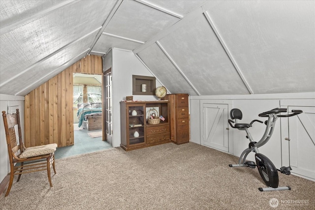 48911 Mountain Loop Hwy, Granite Falls, WA 98252 - bonus room with lofted ceiling, wood walls, and carpet flooring
