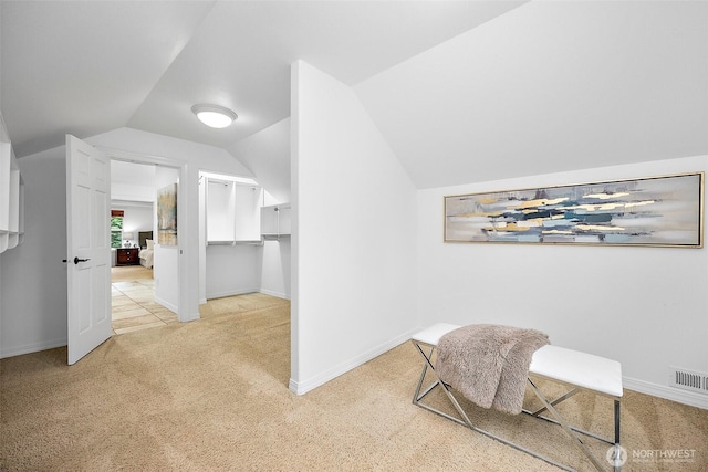 1402 180th Ave E, Lake Tapps, WA 98391 - living area featuring carpet floors and lofted ceiling