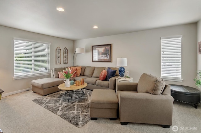 24220 93rd Ct S, Kent, WA 98030 - carpeted living area featuring baseboards and recessed lighting