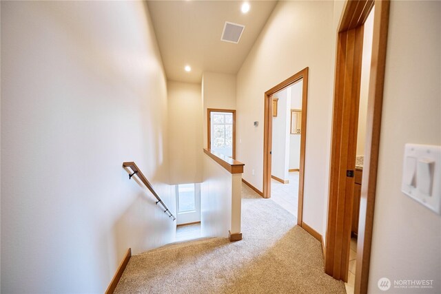 121 Stafford St, Leavenworth, WA 98826 - corridor featuring an upstairs landing, light carpet, and recessed lighting