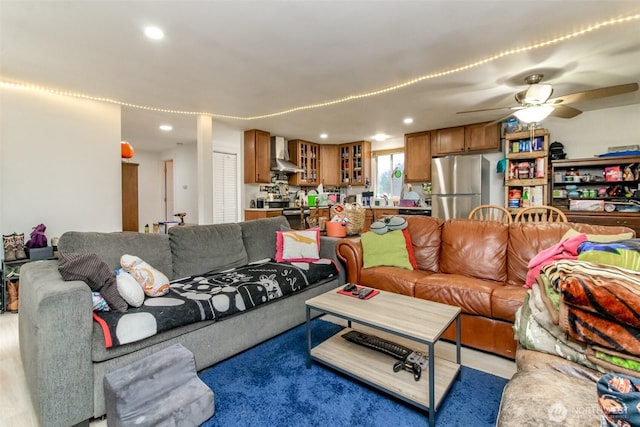 8715 Whitewood Loop SE, Yelm, WA 98597 - living room featuring recessed lighting and a ceiling fan
