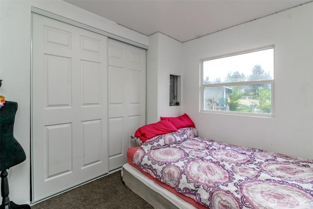 8715 Whitewood Loop SE, Yelm, WA 98597 - bedroom featuring dark colored carpet and a closet
