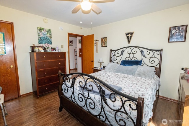 1107 S 4th St, Dayton, WA 99328 - bedroom with wood finished floors and ceiling fan