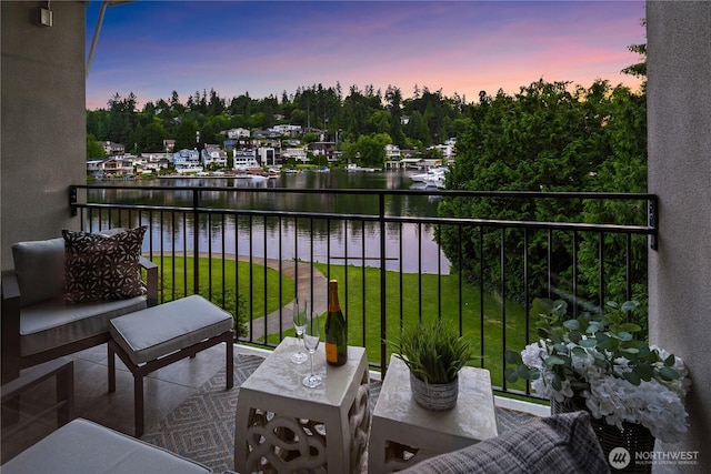 101 101st Ave SE Unit 201A, Bellevue, WA 98004 - balcony at dusk with a water view