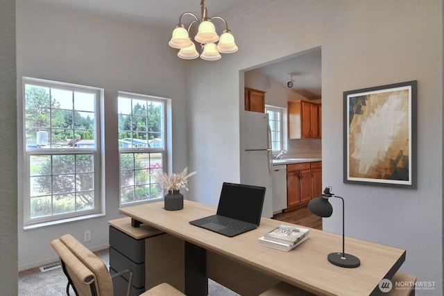 4018 144th Street Ct NW Unit 59, Gig Harbor, WA 98332 - office area featuring a chandelier and a sink