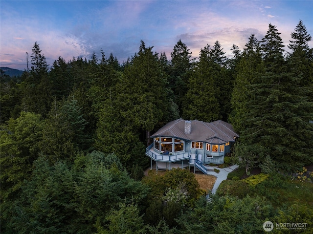 3995 Bay Ln, Anacortes, WA 98221 - aerial view at dusk of a forest view