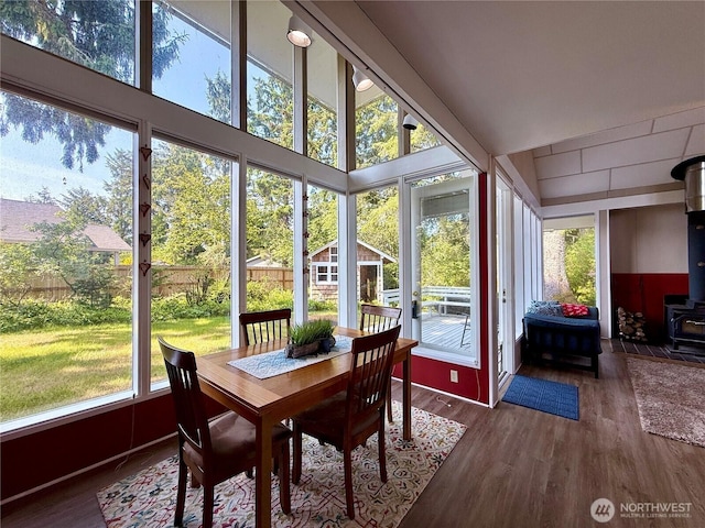 877 Mount Olympus Ave SE, Ocean Shores, WA 98569 - sunroom with a wood stove