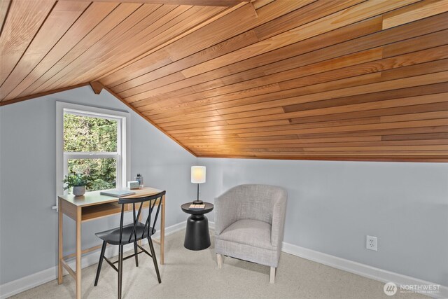 13527 23rd Ave NE, Seattle, WA 98125 - carpeted home office with wood ceiling and lofted ceiling