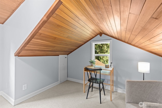 13527 23rd Ave NE, Seattle, WA 98125 - office with wooden ceiling, vaulted ceiling, and carpet floors