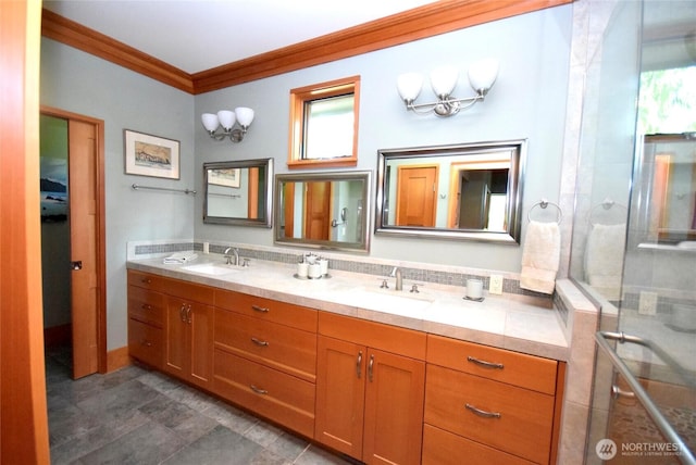 133 Fairway Pl, Sequim, WA 98382 - bathroom with double vanity and ornamental molding