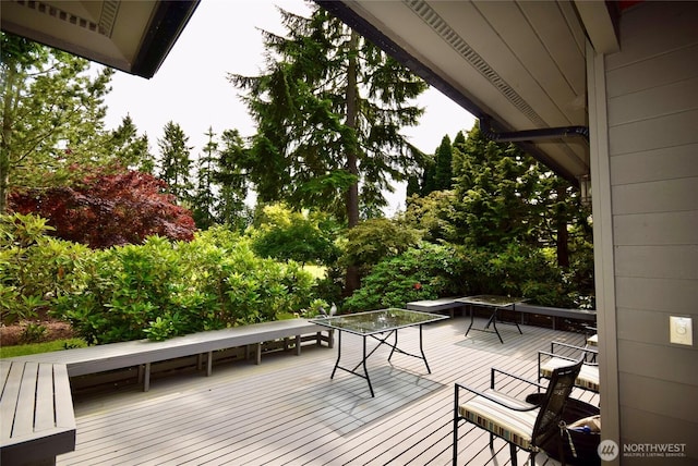 133 Fairway Pl, Sequim, WA 98382 - wooden deck featuring outdoor dining space