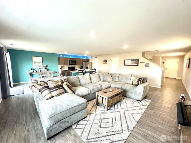 9151 Viola St SE, Tumwater, WA 98501 - living area featuring wood finished floors and recessed lighting