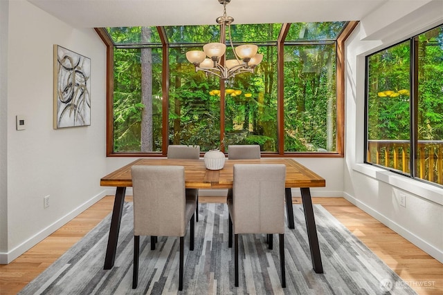 1820 NE 177th St, Shoreline, WA 98155 - dining space featuring a chandelier, wood finished floors, and plenty of natural light