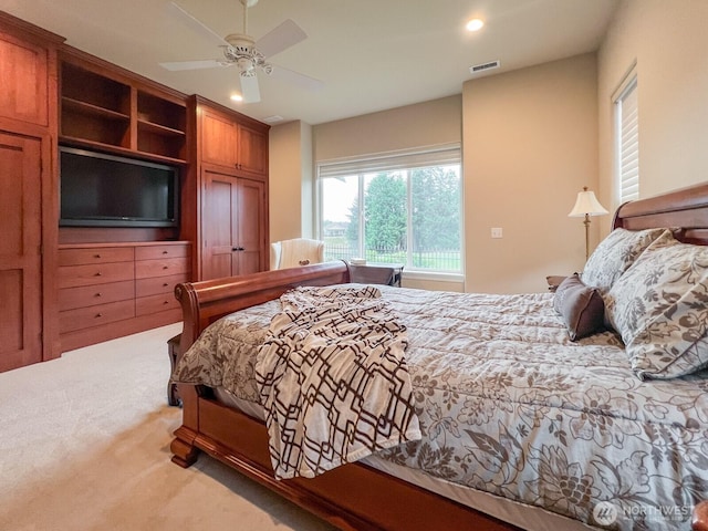 8621 Bainbridge Loop NE, Lacey, WA 98516 - bedroom featuring carpet, recessed lighting, and a ceiling fan