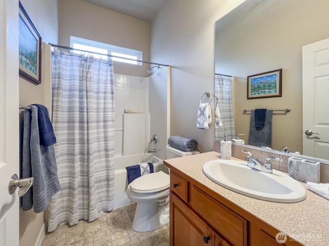8621 Bainbridge Loop NE, Lacey, WA 98516 - full bathroom with vanity and shower / bath combo with shower curtain