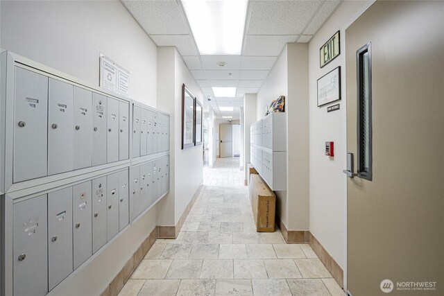 3201 Pacific Ave Unit 403, Tacoma, WA 98418 - hall with a drop ceiling and mail area