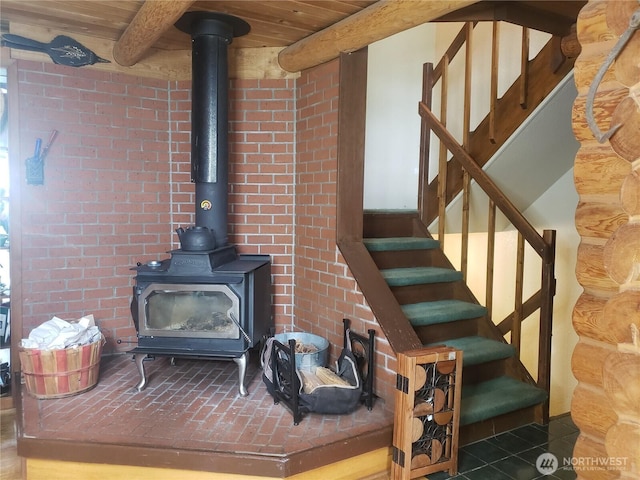 70 NE Wanda Ln, Belfair, WA 98528 - detailed view of a wood stove and brick wall