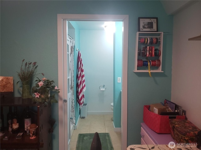 70 NE Wanda Ln, Belfair, WA 98528 - bathroom with tile patterned flooring and a shower with curtain