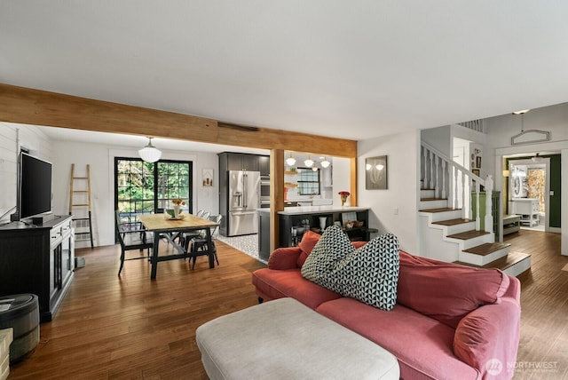 11315 85th Ave E, Puyallup, WA 98373 - living area featuring wood finished floors and stairway