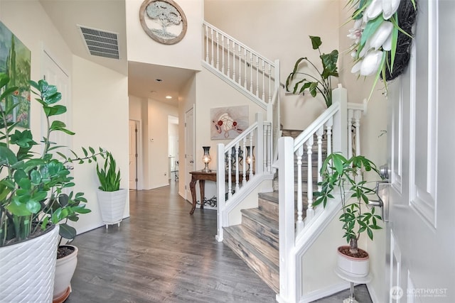 35055 41st Pl S, Auburn, WA 98001 - entryway with a high ceiling, stairs, and wood finished floors