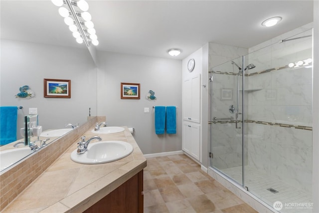7103 Hazel Pl SE, Auburn, WA 98092 - full bathroom with a shower stall and double vanity