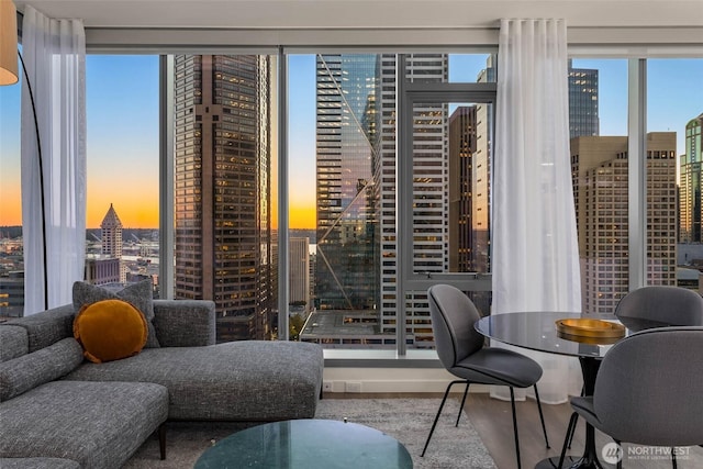 800 Columbia St Unit 2503, Seattle, WA 98104 - living room featuring a city view and wood finished floors