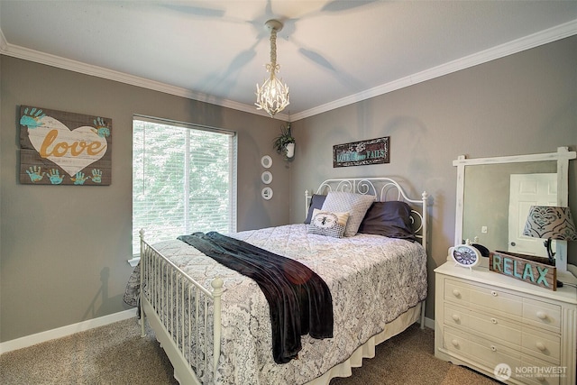 12118 261st Ave E, Buckley, WA 98321 - carpeted bedroom with crown molding and a chandelier