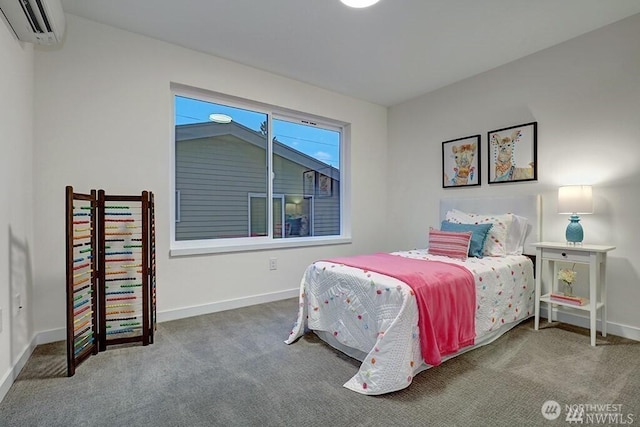8707 116th Ave NE Unit A, Kirkland, WA 98033 - carpeted bedroom featuring a wall mounted air conditioner and baseboards