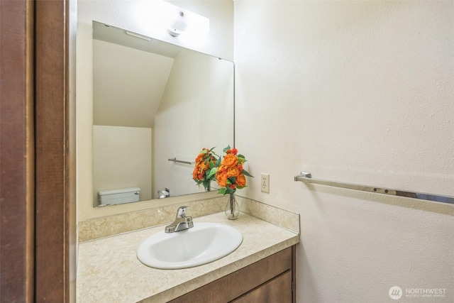 238 NE Damson Pl, College Place, WA 99324 - half bath featuring vanity and vaulted ceiling