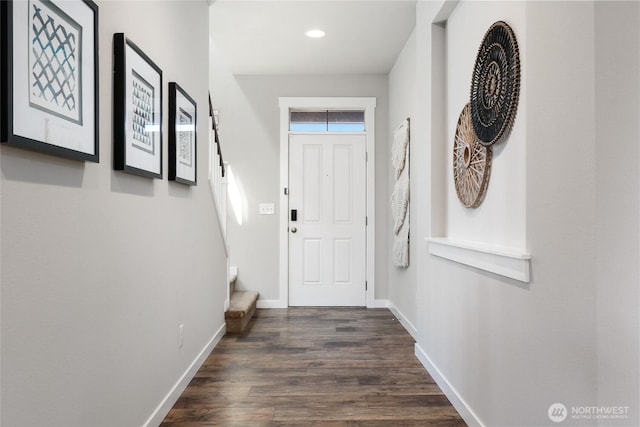 1705 85th Ave SE, Lake Stevens, WA 98258 - doorway with wood finished floors, recessed lighting, and stairs