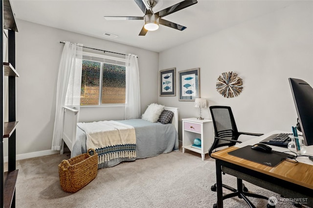 1705 85th Ave SE, Lake Stevens, WA 98258 - bedroom with carpet floors, an office area, and a ceiling fan