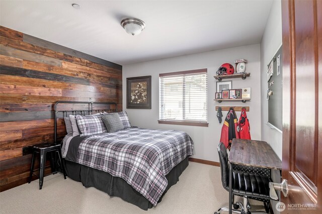 1141 Bell Hill Pl, Dupont, WA 98327 - bedroom featuring wooden walls and carpet flooring