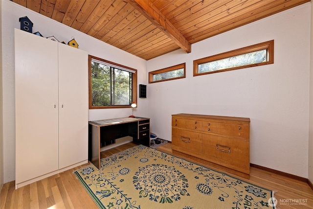 662 E Stadium Beach Rd E, Grapeview, WA 98546 - office featuring light wood-style floors and wooden ceiling