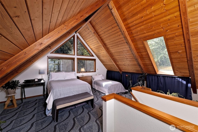 662 E Stadium Beach Rd E, Grapeview, WA 98546 - bedroom featuring wooden ceiling and carpet floors