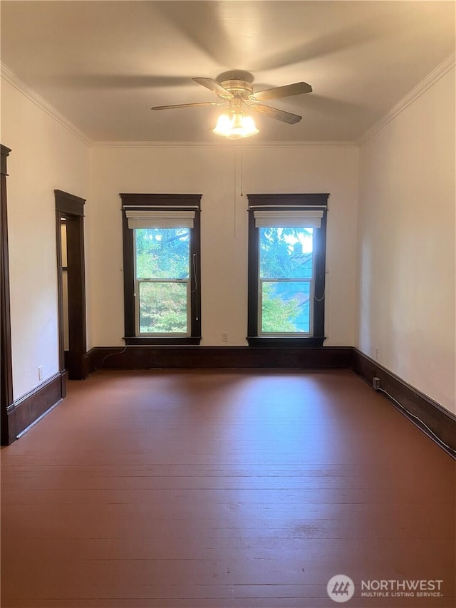 3722 Oakes Ave, Everett, WA 98201 - spare room with plenty of natural light, ceiling fan, and crown molding