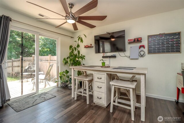 6530 Newaukum Pl NE, Bremerton, WA 98311 - office space with a ceiling fan and dark wood-type flooring