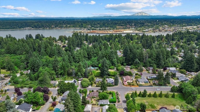 20102012 Dickinson Ave NW, Olympia, WA 98502 - aerial overview of property's location with a forest and a water and mountain view