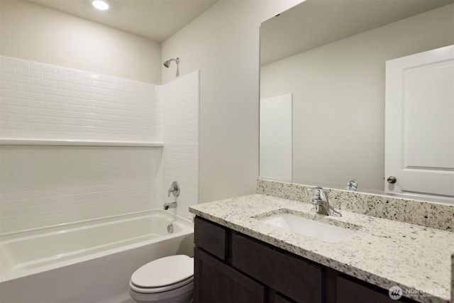 2408 158th Street Ct E, Tacoma, WA 98445 - full bathroom featuring vanity, shower / bathtub combination, and recessed lighting