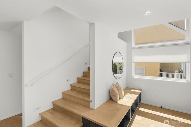 930 23rd Ave, Seattle, WA 98122 - stairway featuring recessed lighting and wood finished floors